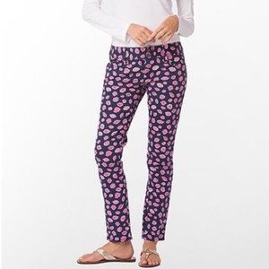 Lilly Pulitzer Worth Skinny Mini Jeans Lip Print Size 2